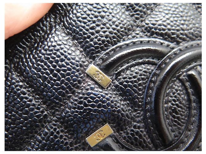 CHANEL VANITY LOGO CC KAVIARLEDER HANDTASCHE Schwarz - Ansicht 6
