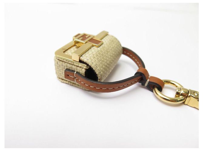 FENDI MINI TASCHEN-KEYRING BAGUETTE RAPHIA CHARME - Ansicht 4