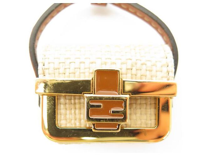 FENDI MINI TASCHEN-KEYRING BAGUETTE RAPHIA CHARME - Ansicht 5