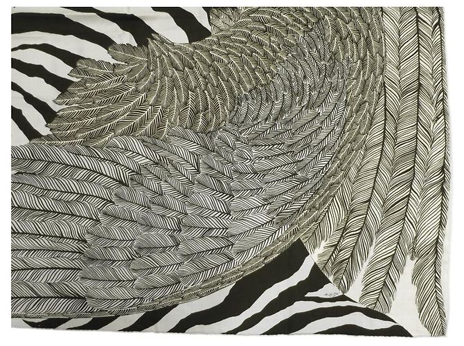 Hermès CHALE HERMES ZEBRA PEGASUS ALICE SHIRLEY SCIALLE IN CASHMERE E SETA Crudo - vista 3