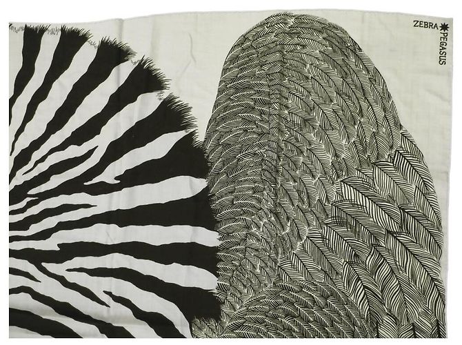 Hermès CHALE HERMES ZEBRA PEGASUS ALICE SHIRLEY SCIALLE IN CASHMERE E SETA Crudo - vista 6