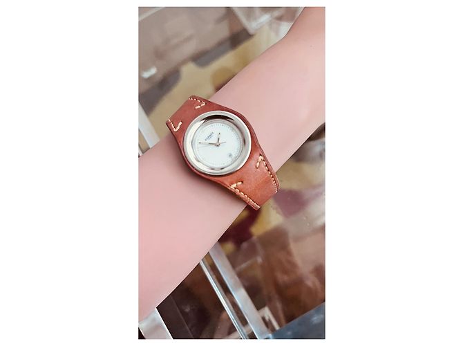 Relógio Hermès Harnais em aço e couro barenia caramel 30mm Caramelo - vista 2