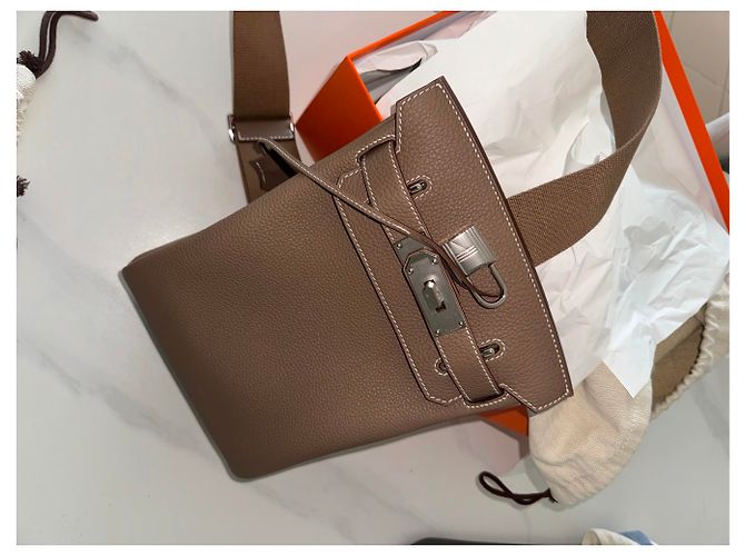 Kelly Hermès Zaino HAC PM VEAU TOGO 18 Etoupe - vista 9