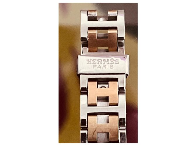 Orologio Hermès Clipper Sport oro e acciaio quadrante nero - vista 7