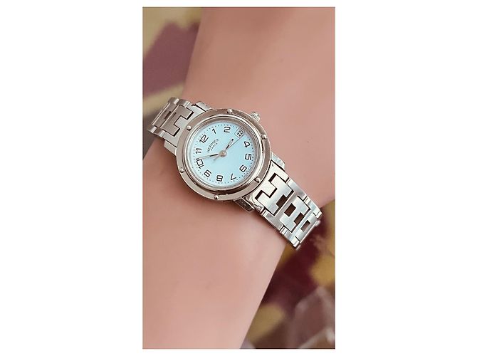 Relógio Hermès Clipper Sport aço mostrador branco 24mm - vista 5