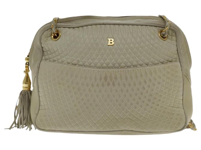 BALLY Borsa a Spalla a Catena in Pelle Bianca e Oro Auth ti2171 Bianco D'oro - vista 13