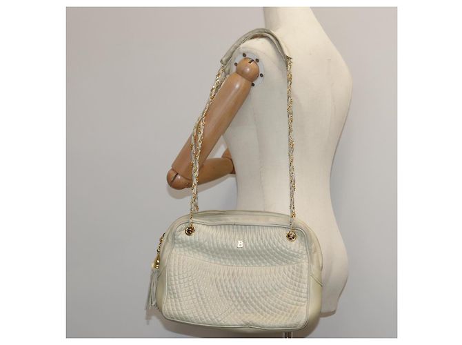 BALLY Borsa a Spalla a Catena in Pelle Bianca e Oro Auth ti2171 Bianco D'oro - vista 22