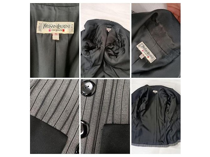 Yves Saint Laurent Blazer a rayas de doble botonadura Saint Laurent Gris - vista 11