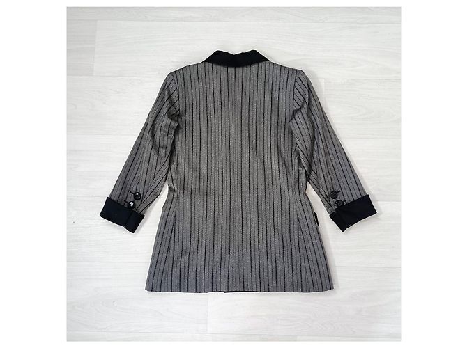 Yves Saint Laurent Blazer a rayas de doble botonadura Saint Laurent Gris - vista 2
