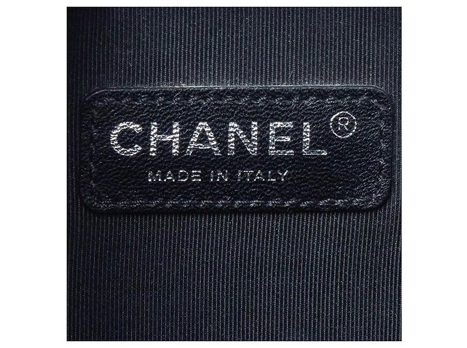 nova bolsa Grand Shopping Tote da Chanel em couro de bezerro e tweed Preto Azul escuro - vista 18
