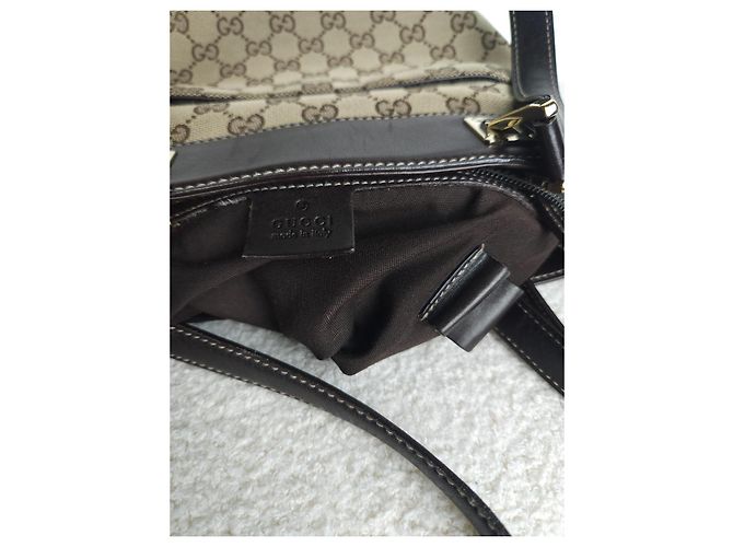 Borsa Gucci in tela e pelle marrone - vista 10