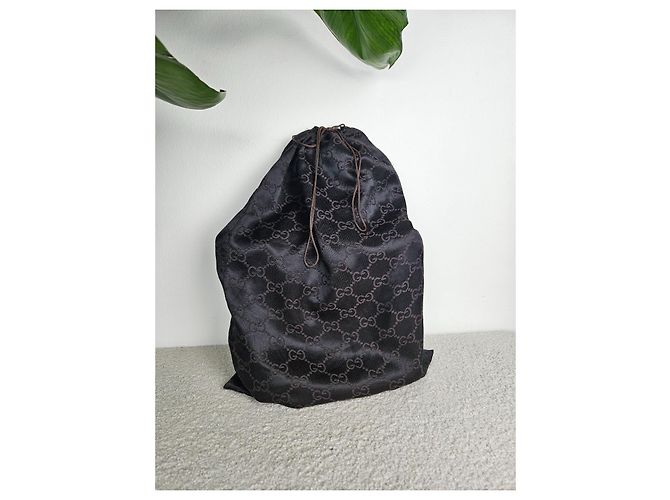 Borsa Gucci in tela e pelle marrone - vista 13
