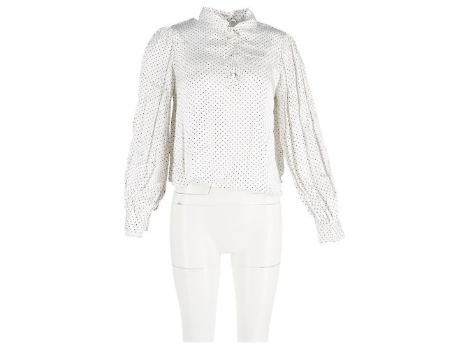 Blusa de manga larga de algodón blanco con estampado de lunares Ganni Cameron - vista 4