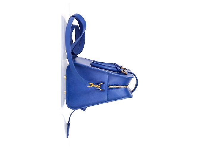 Borsa Tote Baby Monogram di Saint Laurent in pelle blu - vista 10