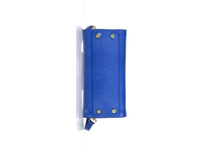 Borsa Tote Baby Monogram di Saint Laurent in pelle blu - vista 12