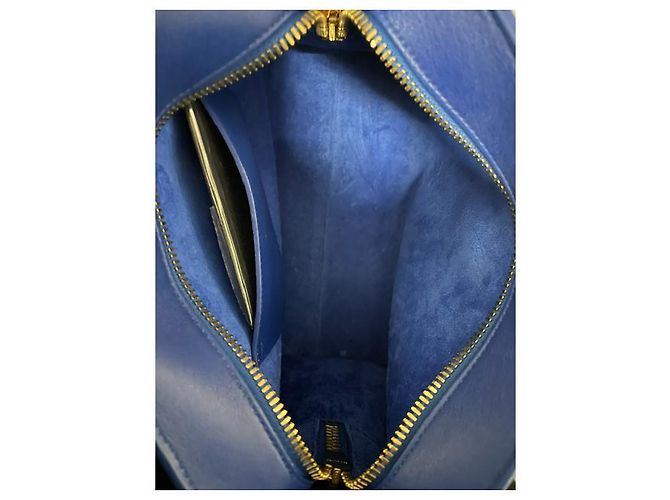 Borsa Tote Baby Monogram di Saint Laurent in pelle blu - vista 13