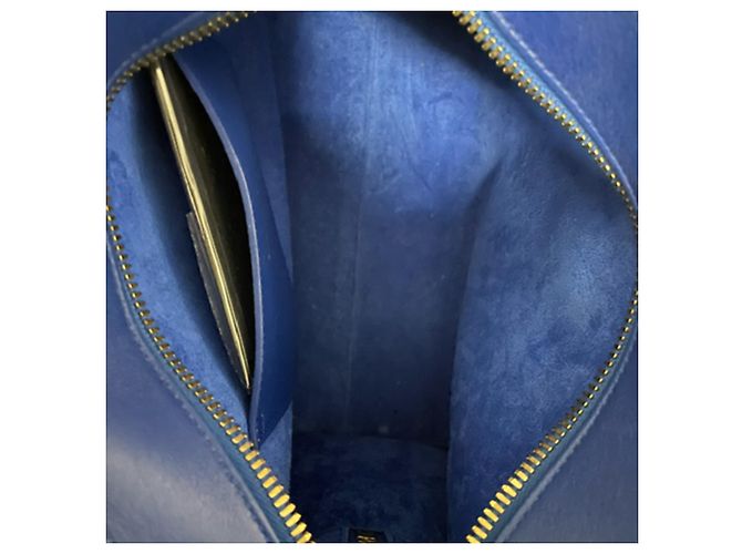Borsa Tote Baby Monogram di Saint Laurent in pelle blu - vista 5