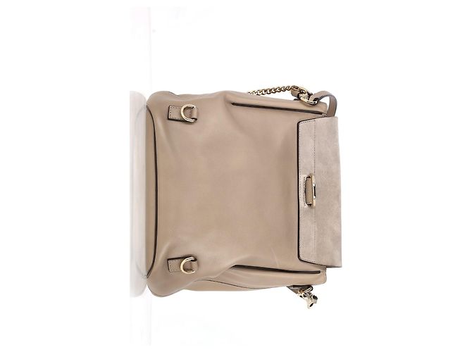 Sac à dos Chloé Faye en cuir beige et daim - vue 11