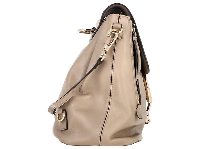 Sac à dos Chloé Faye en cuir beige et daim - vue 2