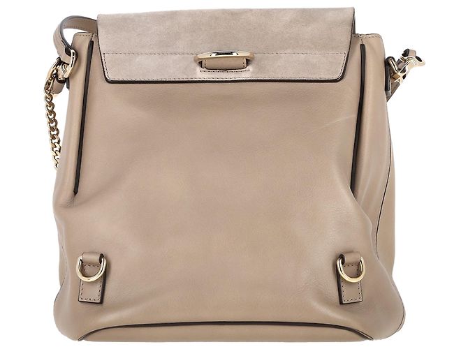 Sac à dos Chloé Faye en cuir beige et daim - vue 3