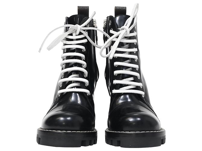 Stivali platform con zip in pelle nera Louis Vuitton Star Trail Laced Nero - vista 2