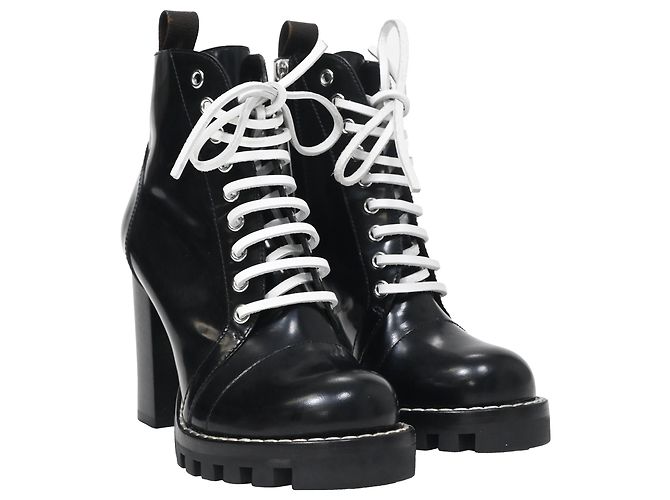 Stivali platform con zip in pelle nera Louis Vuitton Star Trail Laced Nero - vista 4
