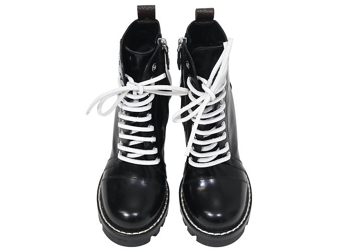 Stivali platform con zip in pelle nera Louis Vuitton Star Trail Laced Nero - vista 5