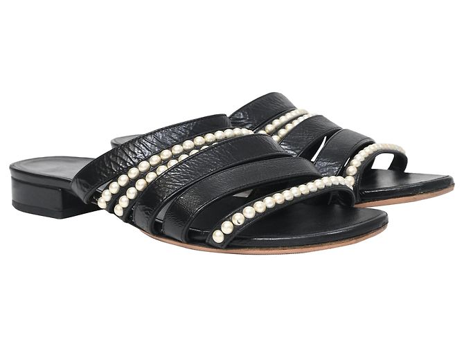 Timeless Chanel CC mocassini in pelle nera decorati con perle Nero - vista 4