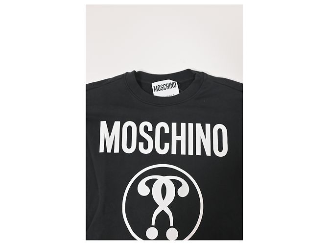 Schwarzer Baumwollpullover mit Moschino Fragezeichen-Print - Ansicht 10