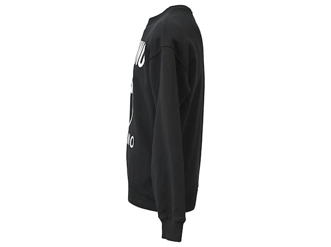 Schwarzer Baumwollpullover mit Moschino Fragezeichen-Print - Ansicht 2