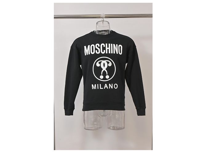 Schwarzer Baumwollpullover mit Moschino Fragezeichen-Print - Ansicht 6