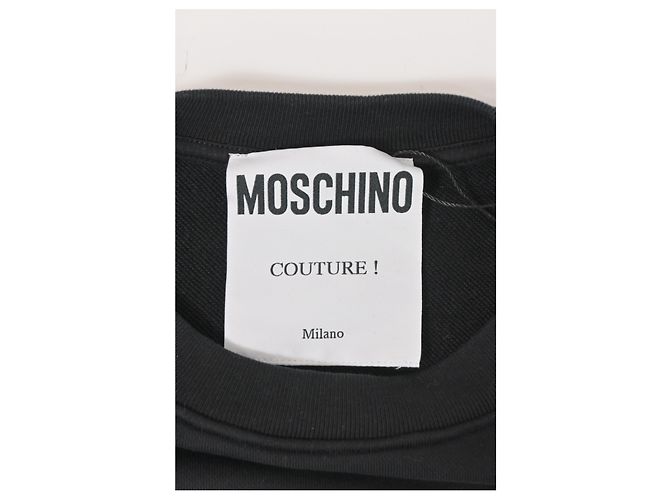 Schwarzer Baumwollpullover mit Moschino Fragezeichen-Print - Ansicht 9