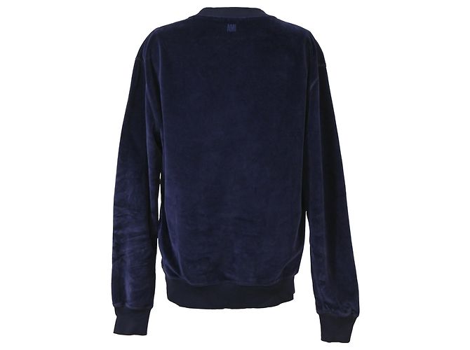 Ami Crewneck Pullover aus marineblauem Samt - Ansicht 3