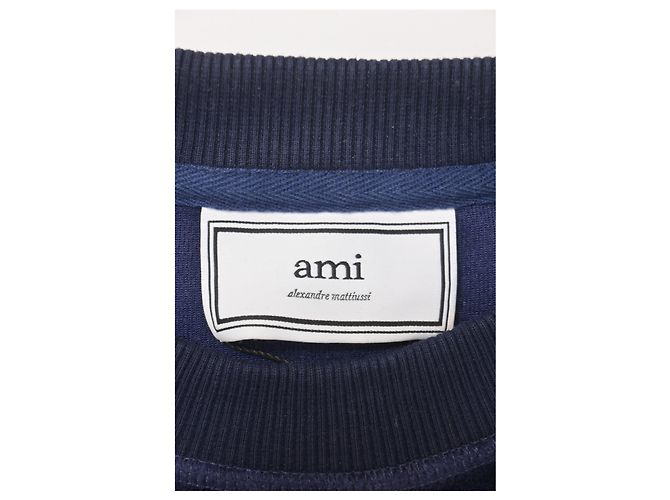 Ami Crewneck Pullover aus marineblauem Samt - Ansicht 9