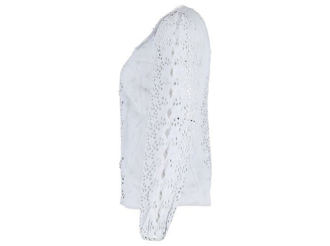 Top a maniche lunghe Zimmermann Iris in ricamo inglese in lino azzurro Blu Blu chiaro - vista 2