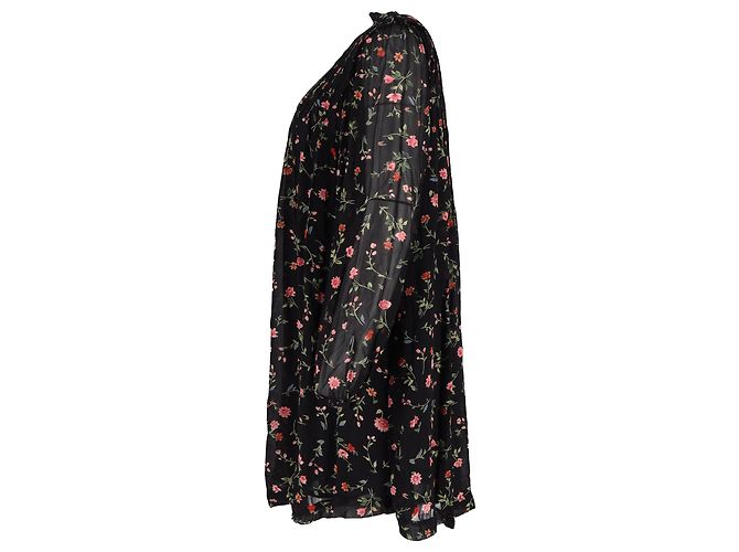 Abito mini a maniche lunghe in viscosa multicolore con stampa floreale e pieghe Ganni Elm - vista 2