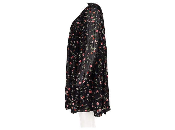 Abito mini a maniche lunghe in viscosa multicolore con stampa floreale e pieghe Ganni Elm - vista 5
