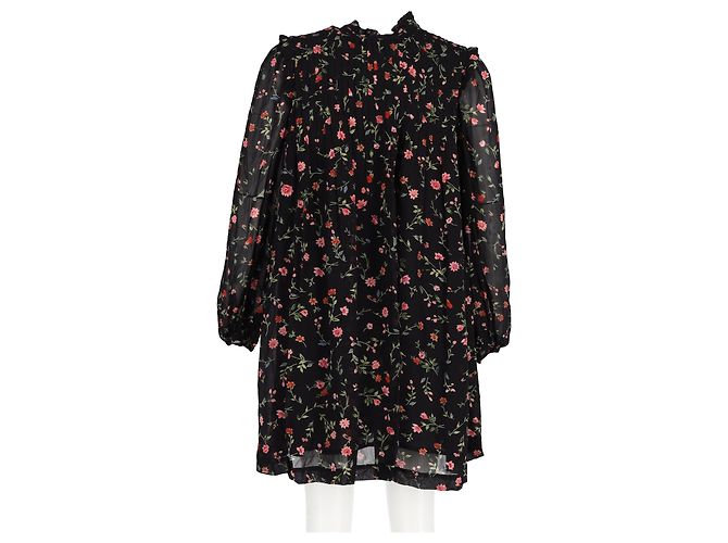 Abito mini a maniche lunghe in viscosa multicolore con stampa floreale e pieghe Ganni Elm - vista 6