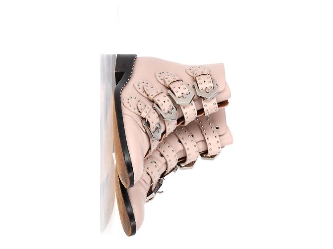 Botas de tornozelo com detalhes em fivela Givenchy em couro rosa claro - vista 10