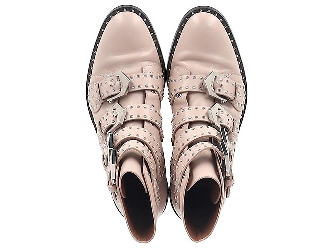 Botas de tornozelo com detalhes em fivela Givenchy em couro rosa claro - vista 2