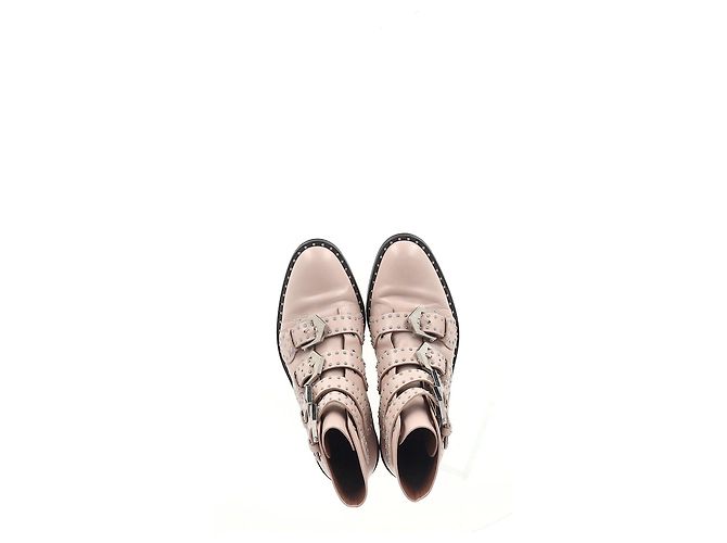 Botas de tornozelo com detalhes em fivela Givenchy em couro rosa claro - vista 8