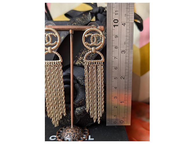 Chanel CC A16S Catena Lunga Logo GHW CocoMark Orecchini Scatola D'oro - vista 11