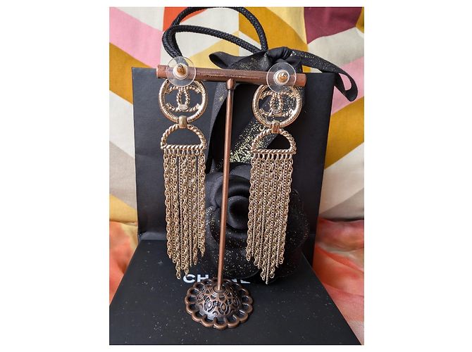 Chanel CC A16S Catena Lunga Logo GHW CocoMark Orecchini Scatola D'oro - vista 12