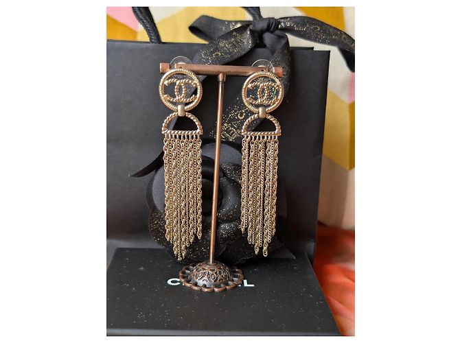 Chanel CC A16S Catena Lunga Logo GHW CocoMark Orecchini Scatola D'oro - vista 13