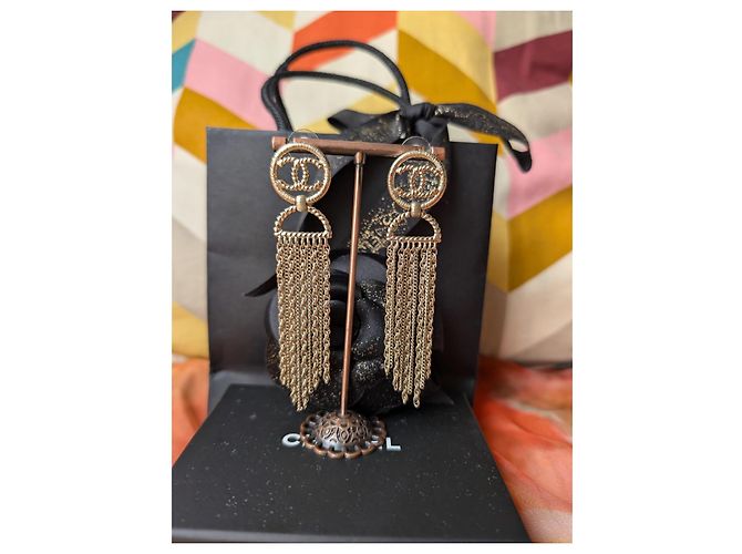 Chanel CC A16S Catena Lunga Logo GHW CocoMark Orecchini Scatola D'oro - vista 14