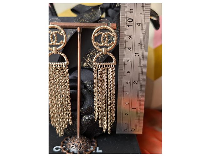 Chanel CC A16S Catena Lunga Logo GHW CocoMark Orecchini Scatola D'oro - vista 15