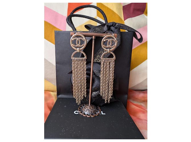 Chanel CC A16S Catena Lunga Logo GHW CocoMark Orecchini Scatola D'oro - vista 2