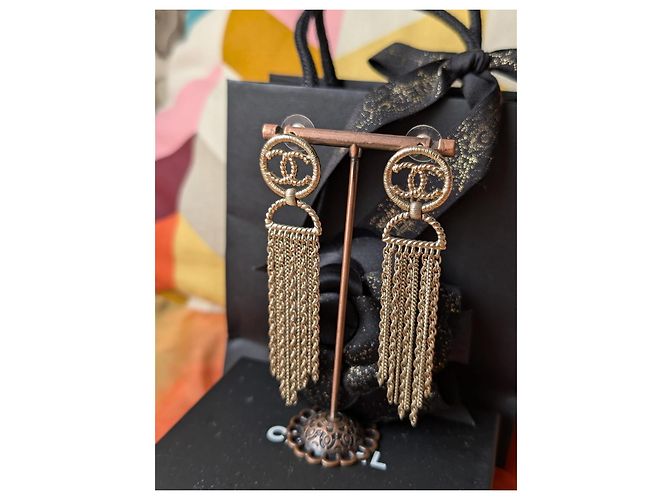 Chanel CC A16S Catena Lunga Logo GHW CocoMark Orecchini Scatola D'oro - vista 3