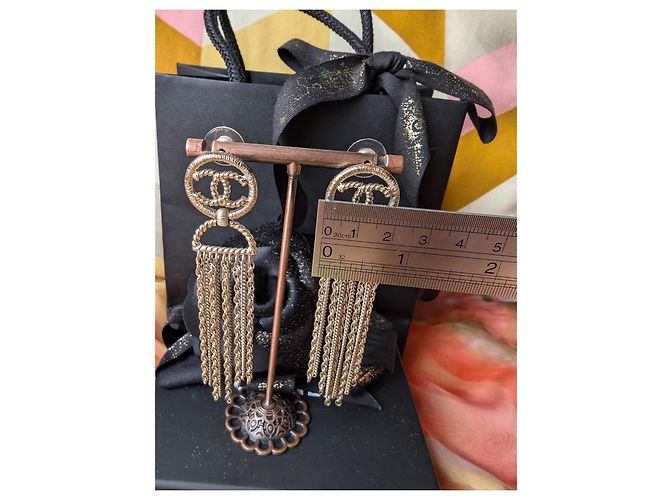 Chanel CC A16S Catena Lunga Logo GHW CocoMark Orecchini Scatola D'oro - vista 6