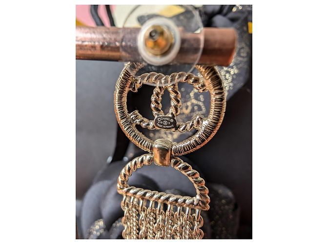 Chanel CC A16S Catena Lunga Logo GHW CocoMark Orecchini Scatola D'oro - vista 7